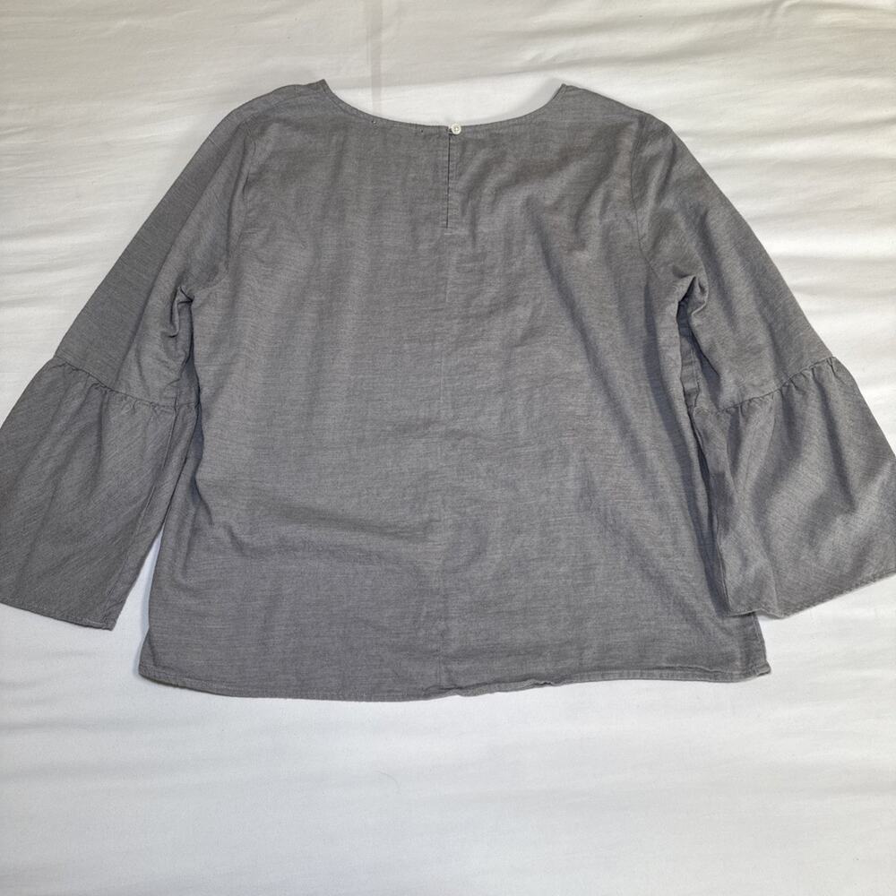 J Crew Mercantile Womens Gray Long Bell Sleeve Top 100% Cotton Shirt Sz 14 EUC - Picture 9 of 11